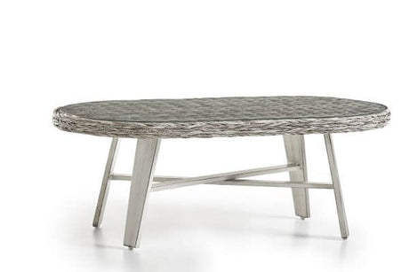 Grand Isle Outdoor Oval Coffee Table with Glass Top 77444 by South Sea Rattan