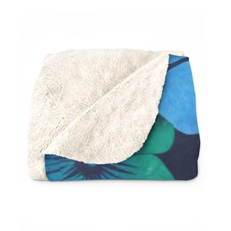 Blue Flower Sherpa Fleece Blanket