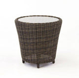 Barrington Outdoor Wicker Swivel Glider and End Table with Glass Top 2 Pc Set 77705-77743