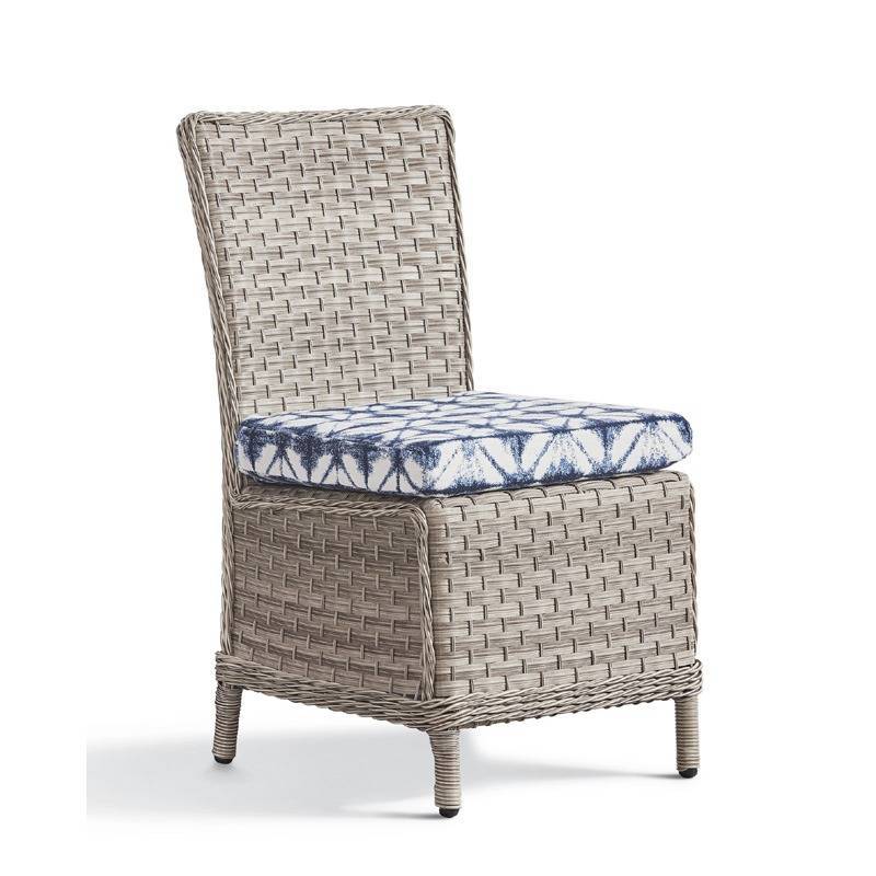 Mayfair Outdoor Dining Side Chair by South Sea Rattan Model 77820 with Cushions Made in USA