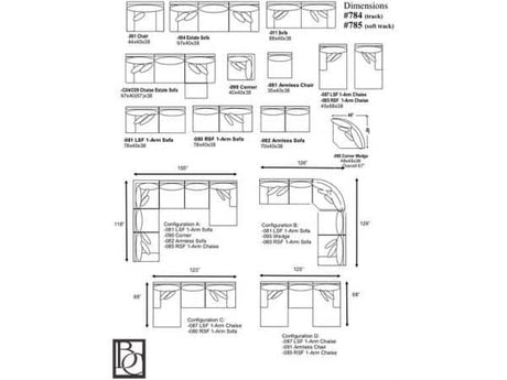 Bridgetown Indoor 3-Piece Corner Sectional by Braxton Culler Made in the USA Model 785-3PC-SEC
