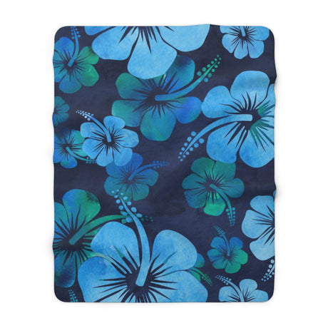 Blue Flower Sherpa Fleece Blanket