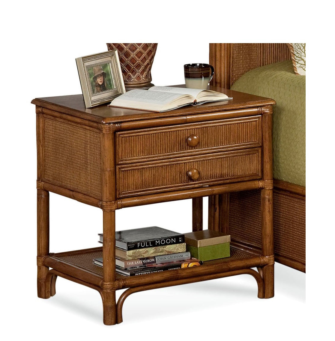 Summer Retreat Wicker and Rattan 2 Drawer Bedroom Nightstand Model 818-144 by Braxton Culler