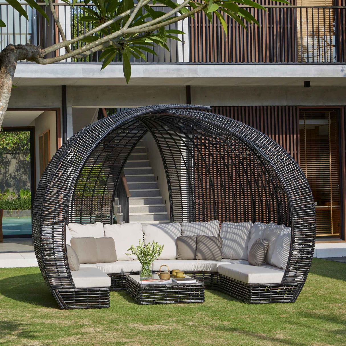 Sparta Outdoor Daybed with Sunbrella Cushion Model 84871-BMNP-CUSH by Skyline Design