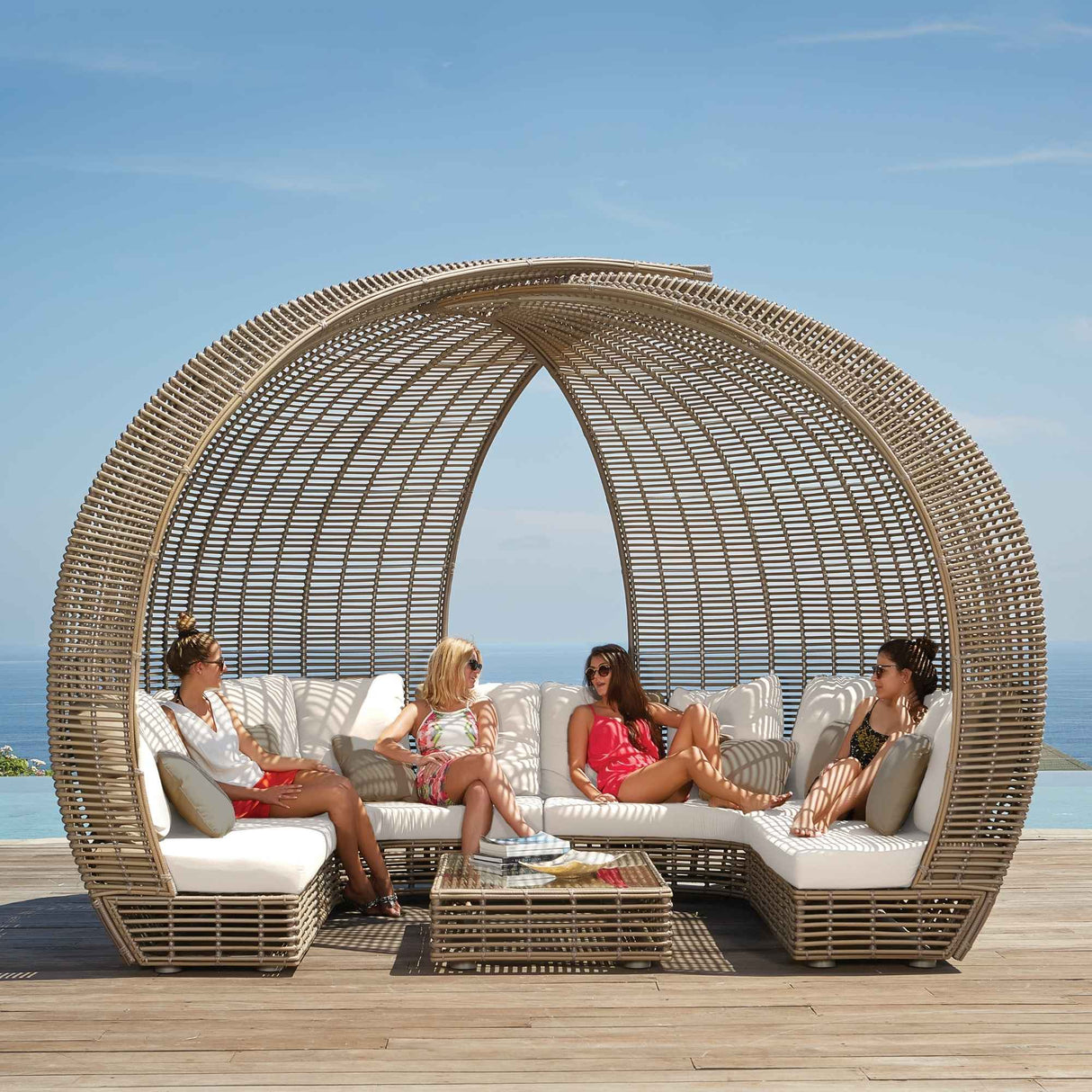 Sparta Outdoor Daybed with Sunbrella Cushion Model 84871-KMNP-CUSH by Skyline Design