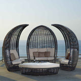 Halo Outdoor Daybed with Sunbrella Cushions Model 84886-BMNP-5PC-CUSH by Skyline Design