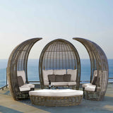 Halo Outdoor Daybed with Sunbrella Cushions Model 84886-KMNP-5PC-CUSH by Skyline Design
