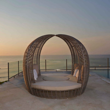 Halo Outdoor Daybed with Sunbrella Cushions Model 84886-KMNP-5PC-CUSH by Skyline Design