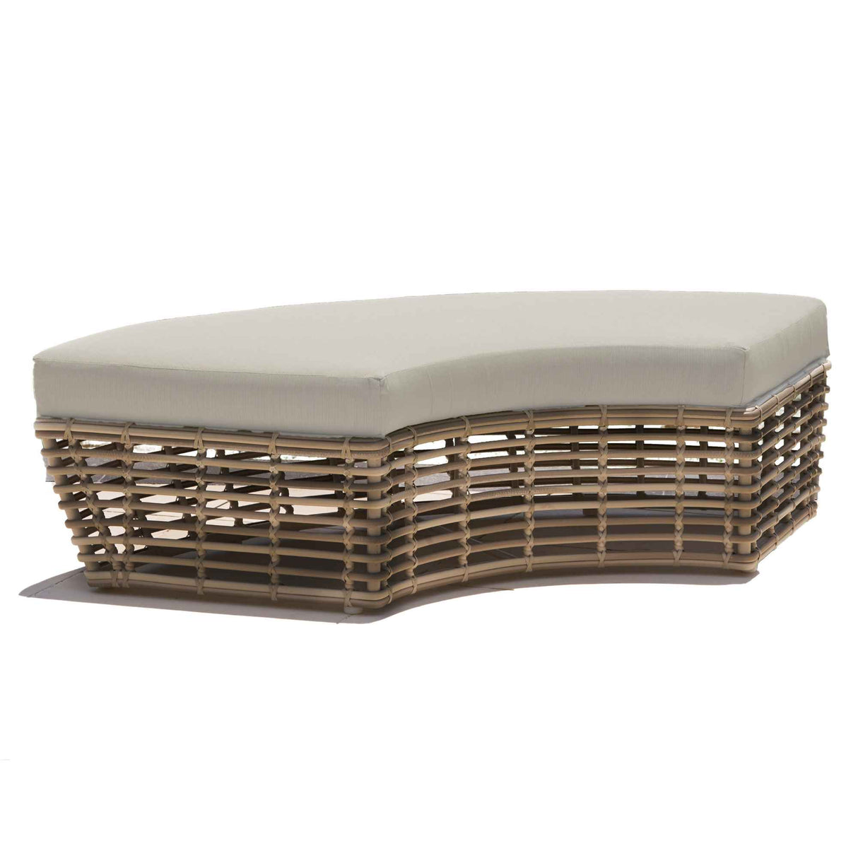 Halo Outdoor Bench with Sunbrella Cushions Model 84887-KMNP-CUSH by Skyline Design