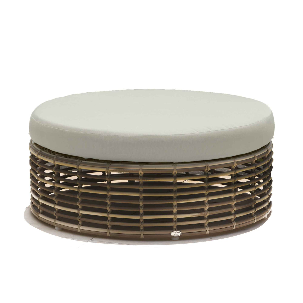 Halo Outdoor Ottoman with Sunbrella Cushions Model 84889-KMNP-CUSH by Skyline Design