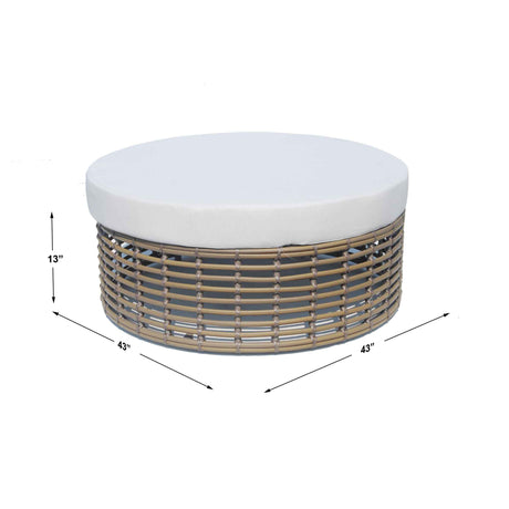 Halo Outdoor Ottoman with Sunbrella Cushions Model 84889-KMNP-CUSH by Skyline Design