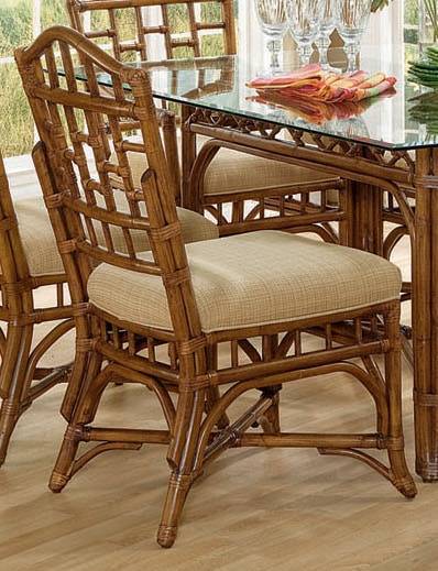 Chippendale Rattan Wicker 8 Pc Rectangle Dining Set with 78 Inch Table Model 970-RECTSET by Braxton Culler