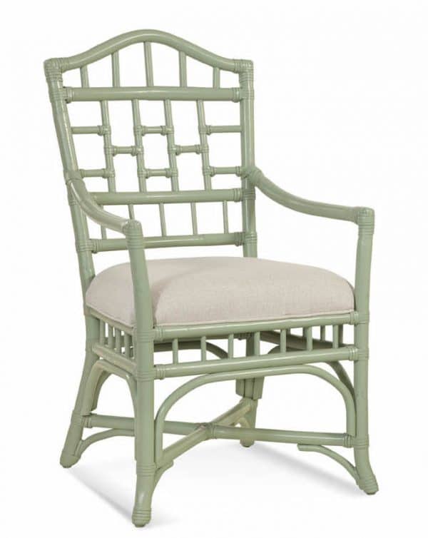 Chippendale Rattan Wicker Dining Arm Chair Model 970-029 Made in the USA by Braxton Culler