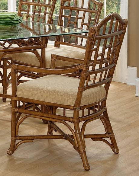 Chippendale Rattan Wicker 8 Pc Rectangle Dining Set with 78 Inch Table Model 970-RECTSET by Braxton Culler