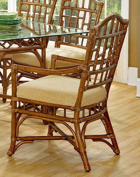 Chippendale Rattan Wicker 6 Pc Dining Set w/ 48 Inch Glass Top by Braxton Culler