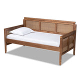 Toveli Vintage French Inspired Ash Wanut Finished Wood and Synthetic Rattan Daybed