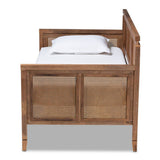 Toveli Vintage French Inspired Ash Wanut Finished Wood and Synthetic Rattan Daybed