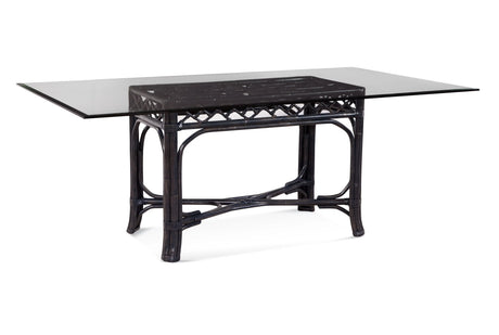 Chippendale Rattan Rectangle Dining Table Glass Top 970-076 by Braxton Culler