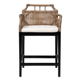 Abela Wicker and Wood Barstool by Wicker Fair