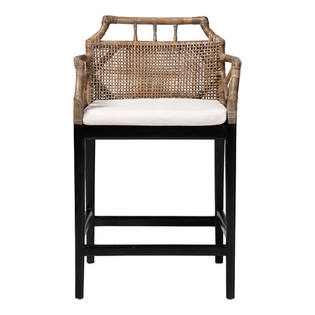 Abela Wicker and Wood Barstool by Wicker Fair