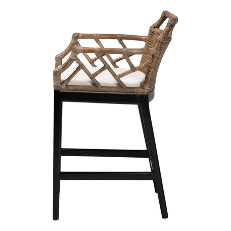 Abela Wicker and Wood Barstool by Wicker Fair