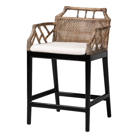 Abela Wicker and Wood Barstool by Wicker Fair