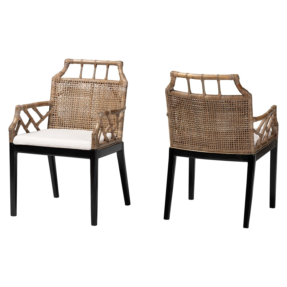 Abela Wicker and Wood (Set of 2) Dining Chairs by Wicker Fair