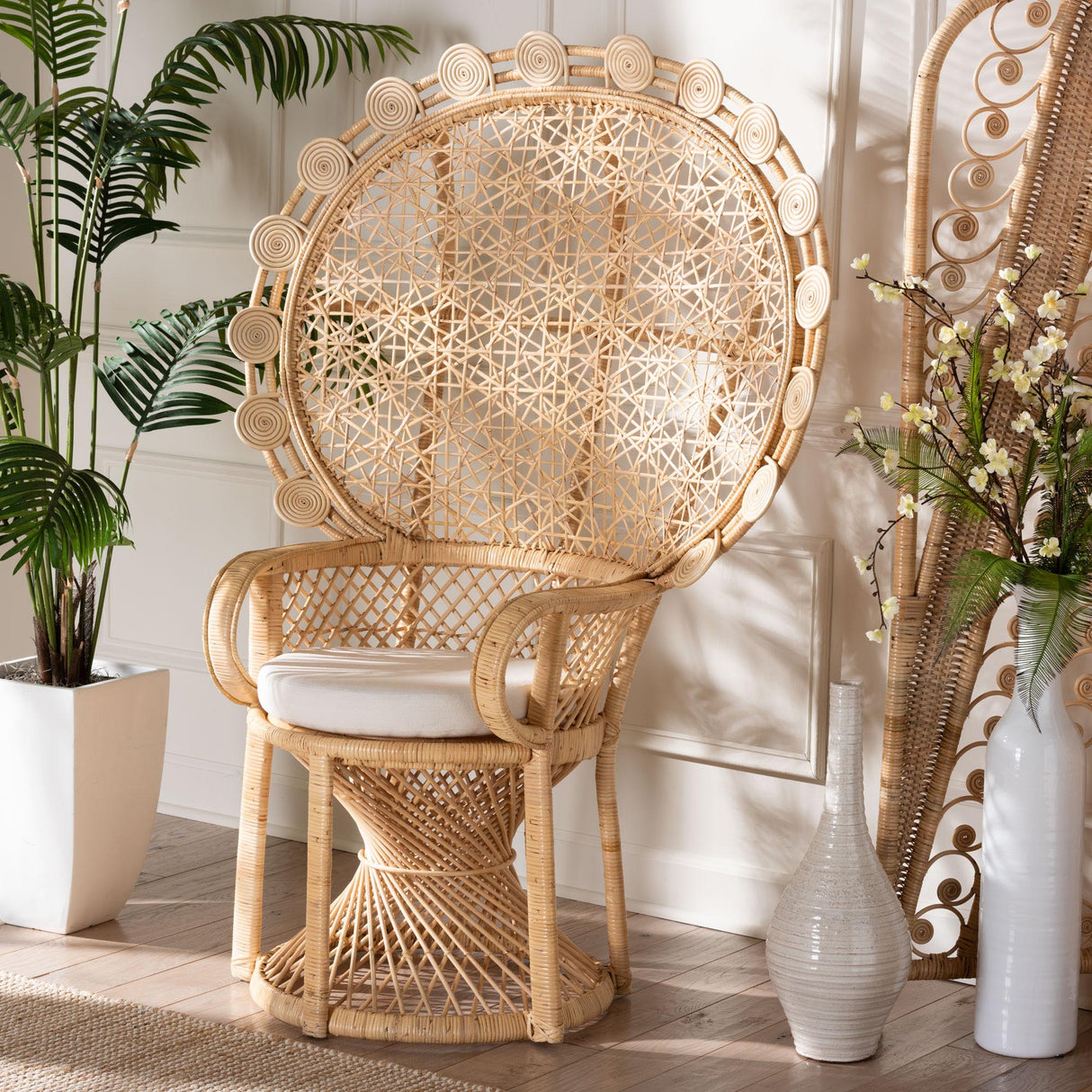 Wicker Fair Abriello Peacock or Princess Bohemian Accent Chair