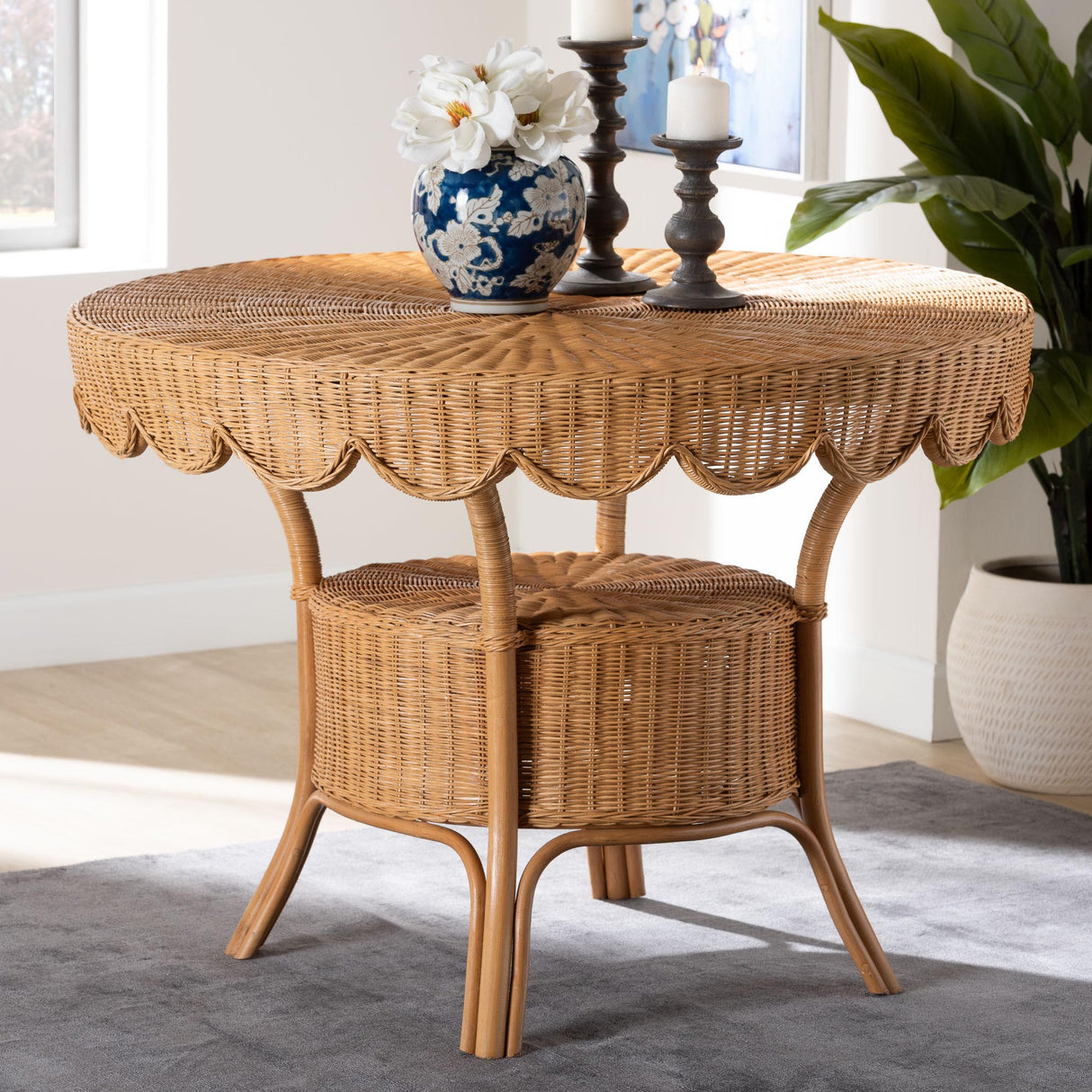 Wicker Fair Rattan Beautiful Adena 42 Inch Round Dining Table