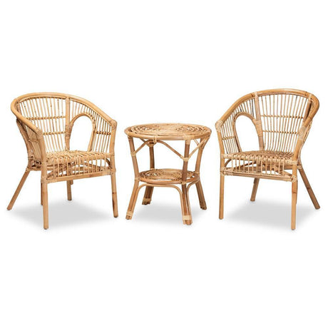 Madeira Bohemian Natural Rattan 3-Pc Living Room Set