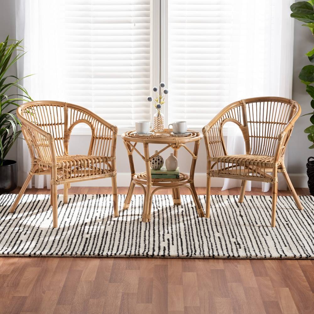 Madeira Bohemian Natural Rattan 3-Pc Living Room Set
