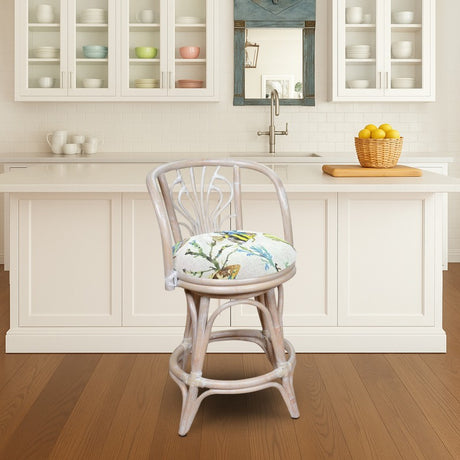 Aloha Rattan Swivel Barstool and Counterstool by Alexander and Sheriden with Cushions Made in USA