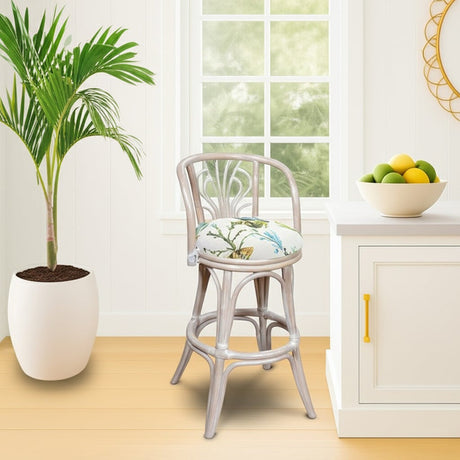 Aloha Rattan Swivel Barstool and Counterstool by Alexander and Sheriden with Cushions Made in USA