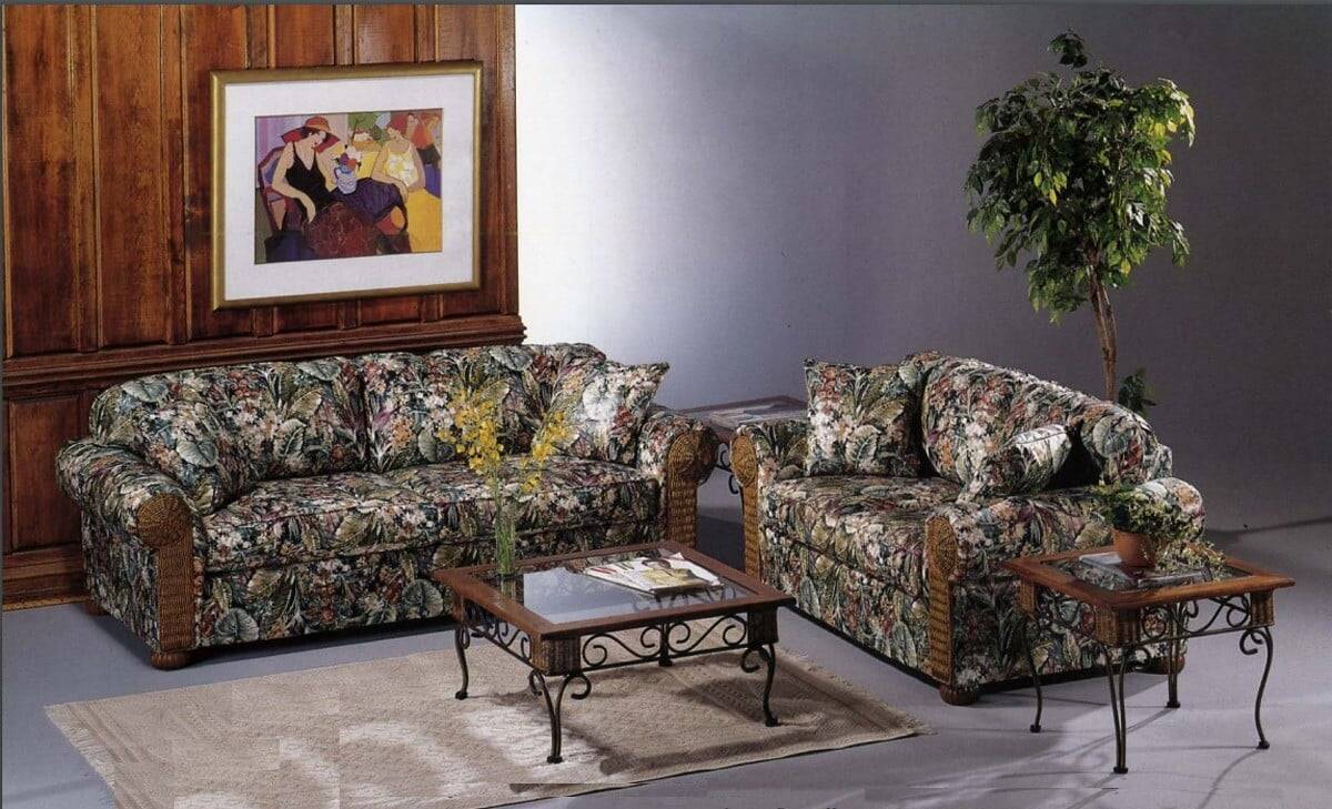 Tampa Upholstered and Wicker 2 Pc Living Room Set by Stanley Chair Model 268WKR-SET