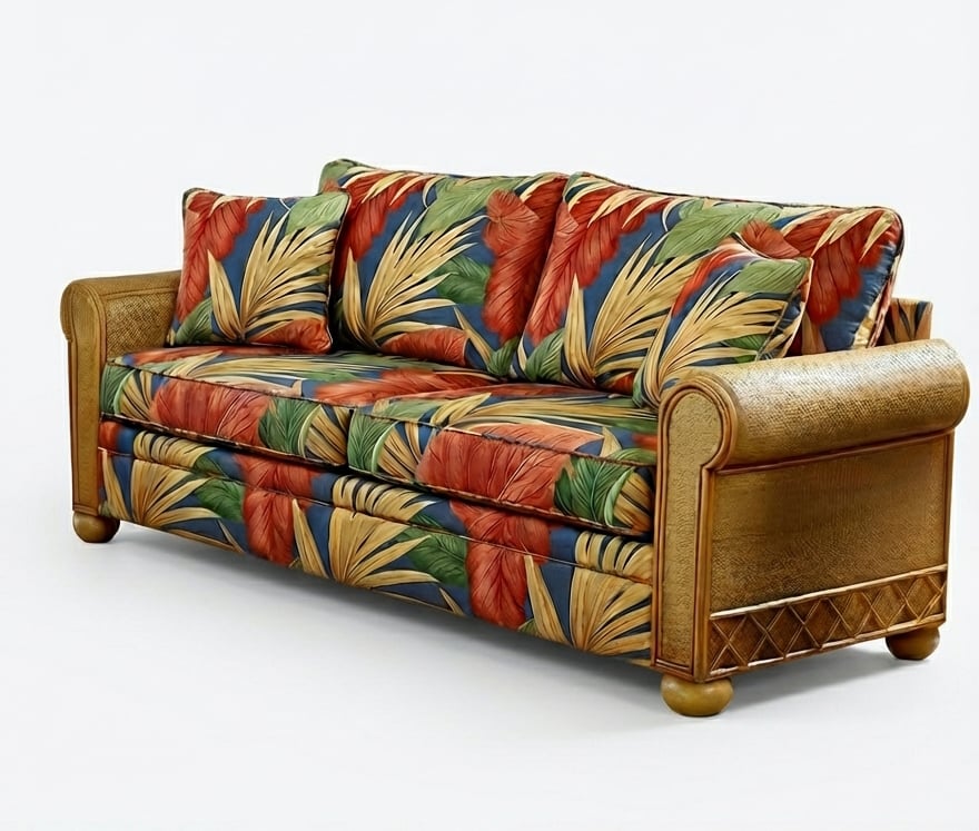 Aruba Rattan and Wicker Sofa by Stanley Chair Model 229