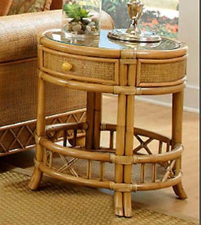 Aruba Rattan and Wicker End Table by Stanley Chair Model E-29