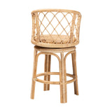 Vyu Bohemian Light Honey Rattan Swivel Counter Stool by Wicker Fair
