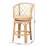 Vyu Bohemian Light Honey Rattan Swivel Counter Stool by Wicker Fair