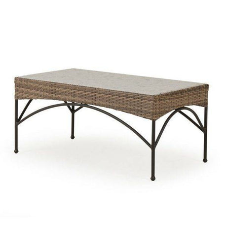Alamo Outdoor Rectangle Wicker Cocktail Table with Stone Top Model 62182440CTST
