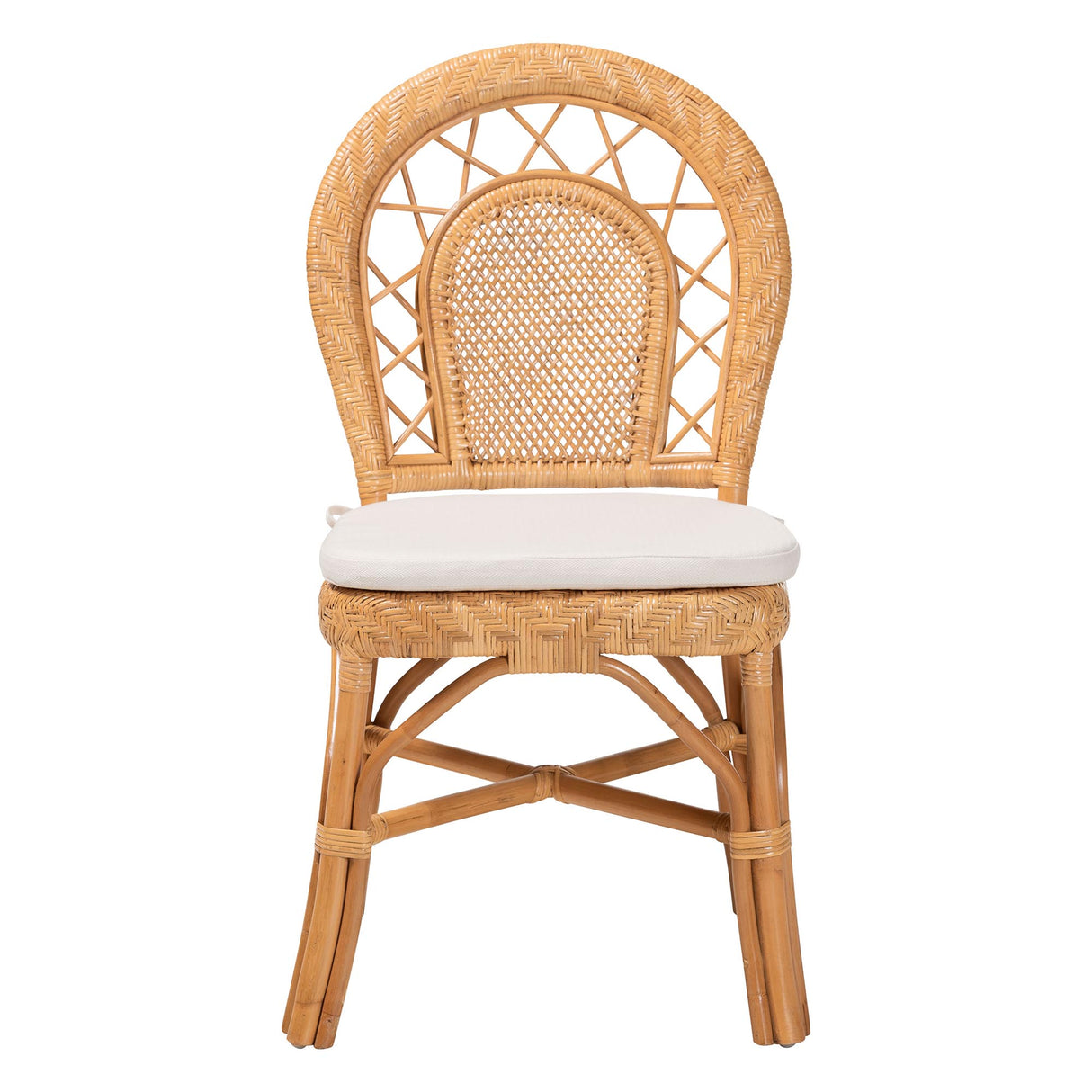 Gili Natural Rattan Dining Chair with Curved Backrest and Removable Cushion by Wicker Fair