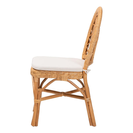 Gili Natural Rattan Dining Chair with Curved Backrest and Removable Cushion by Wicker Fair