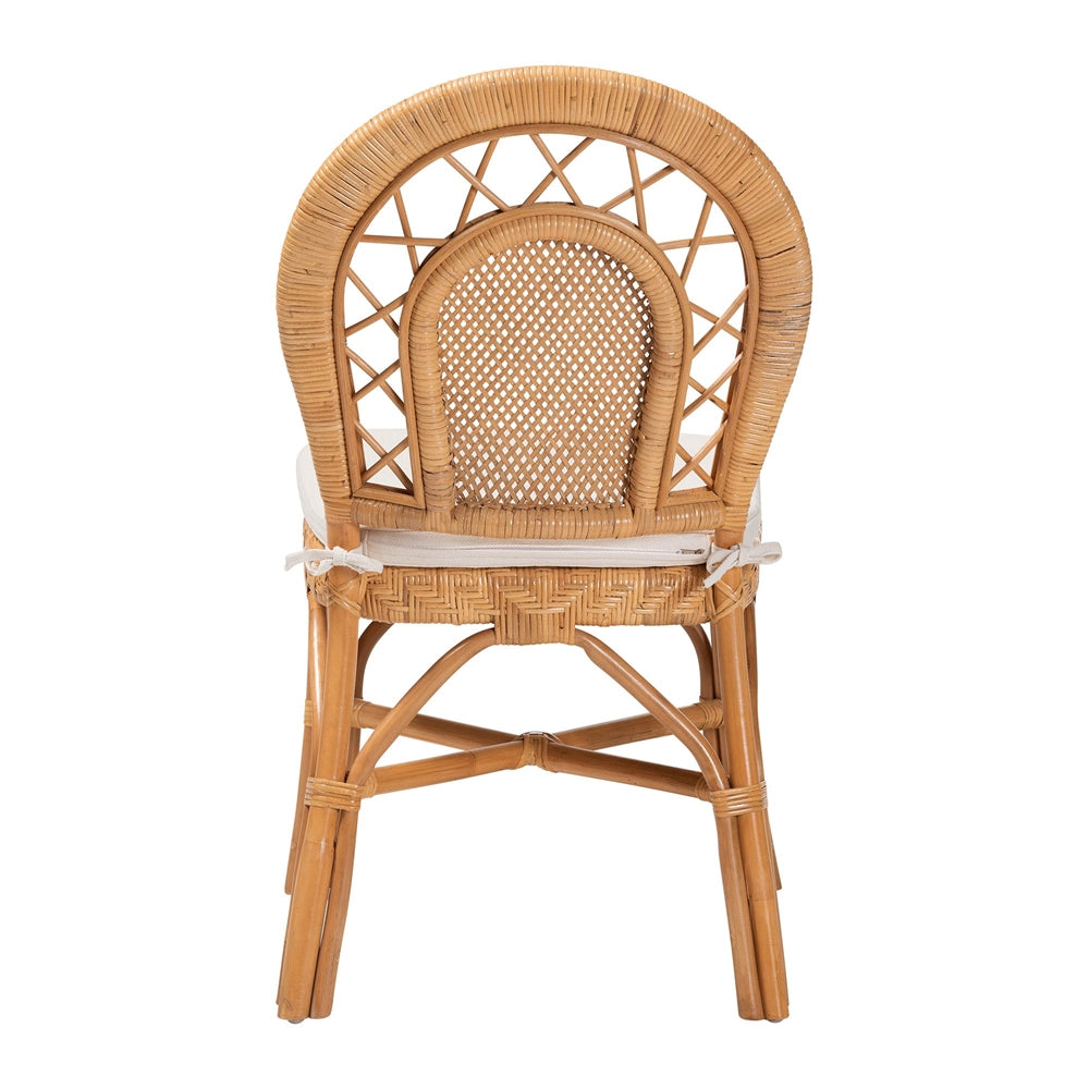Gili Natural Rattan Dining Chair with Curved Backrest and Removable Cushion by Wicker Fair