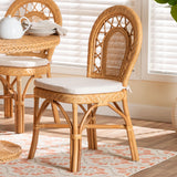 Gili Natural Rattan Dining Chair with Curved Backrest and Removable Cushion by Wicker Fair