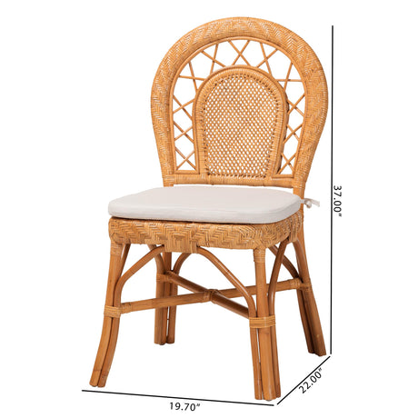 Gili Natural Rattan Dining Chair with Curved Backrest and Removable Cushion by Wicker Fair