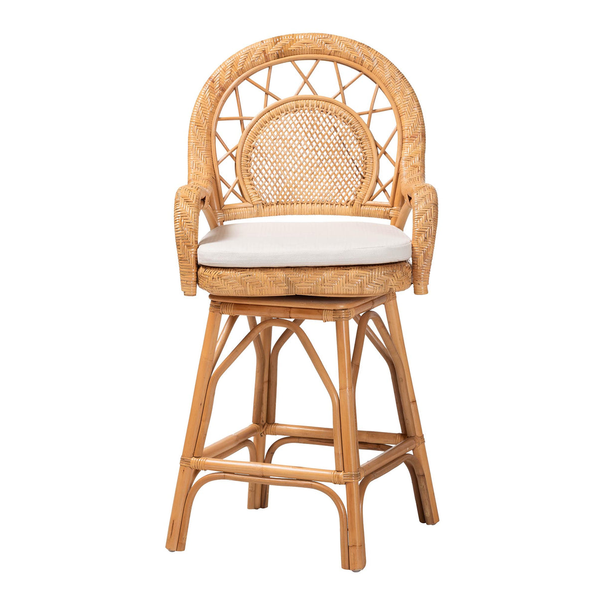 Sabang Natural Rattan Counter Stool with Cushion by Wicker Fair