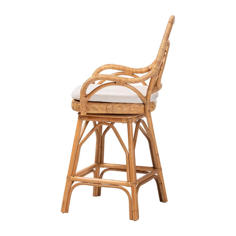 Sabang Natural Rattan Counter Stool with Cushion by Wicker Fair