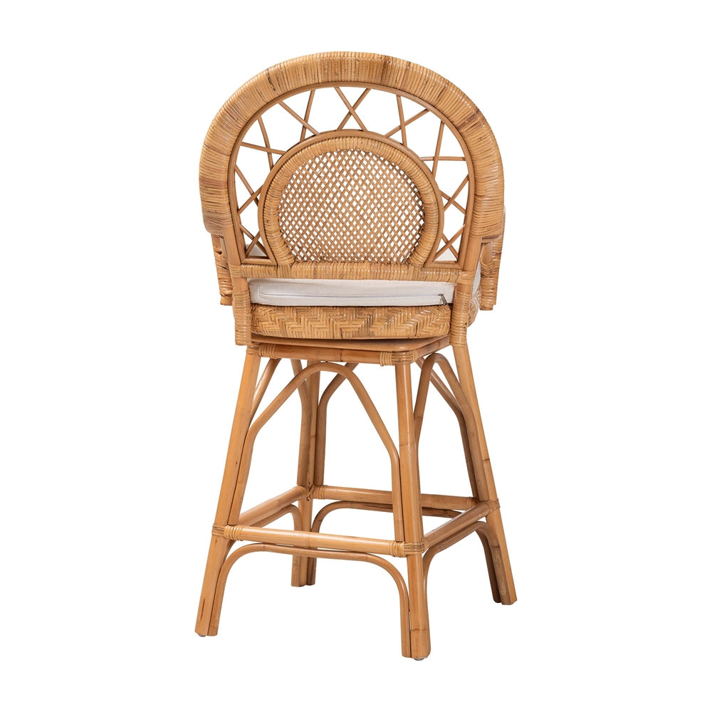 Sabang Natural Rattan Counter Stool with Cushion by Wicker Fair