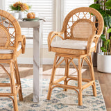 Sabang Natural Rattan Counter Stool with Cushion by Wicker Fair