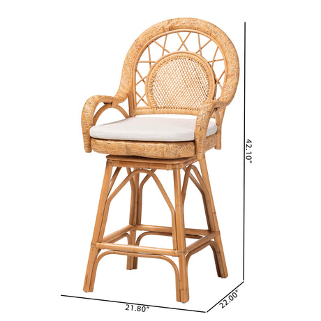 Sabang Natural Rattan Counter Stool with Cushion by Wicker Fair