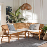 Chang Rai 2 Piece Natural Rattan Corner Bench Set by Wicker Fair